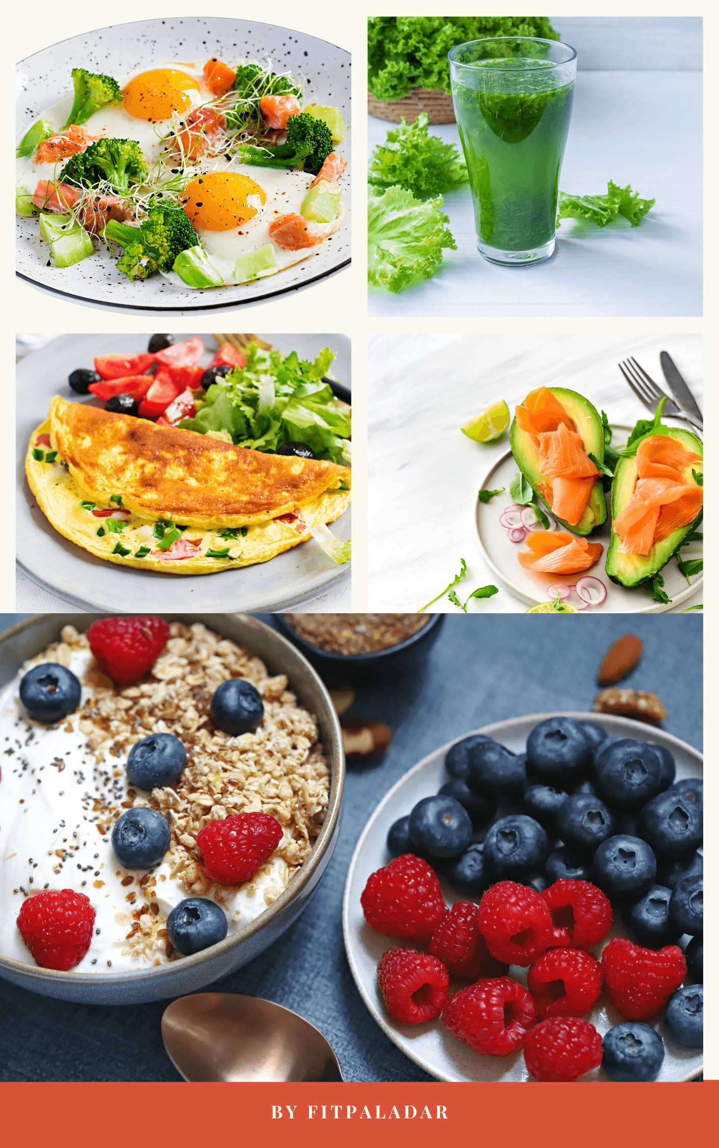 Desayunos saludables con huevo, salmón y frutos rojos