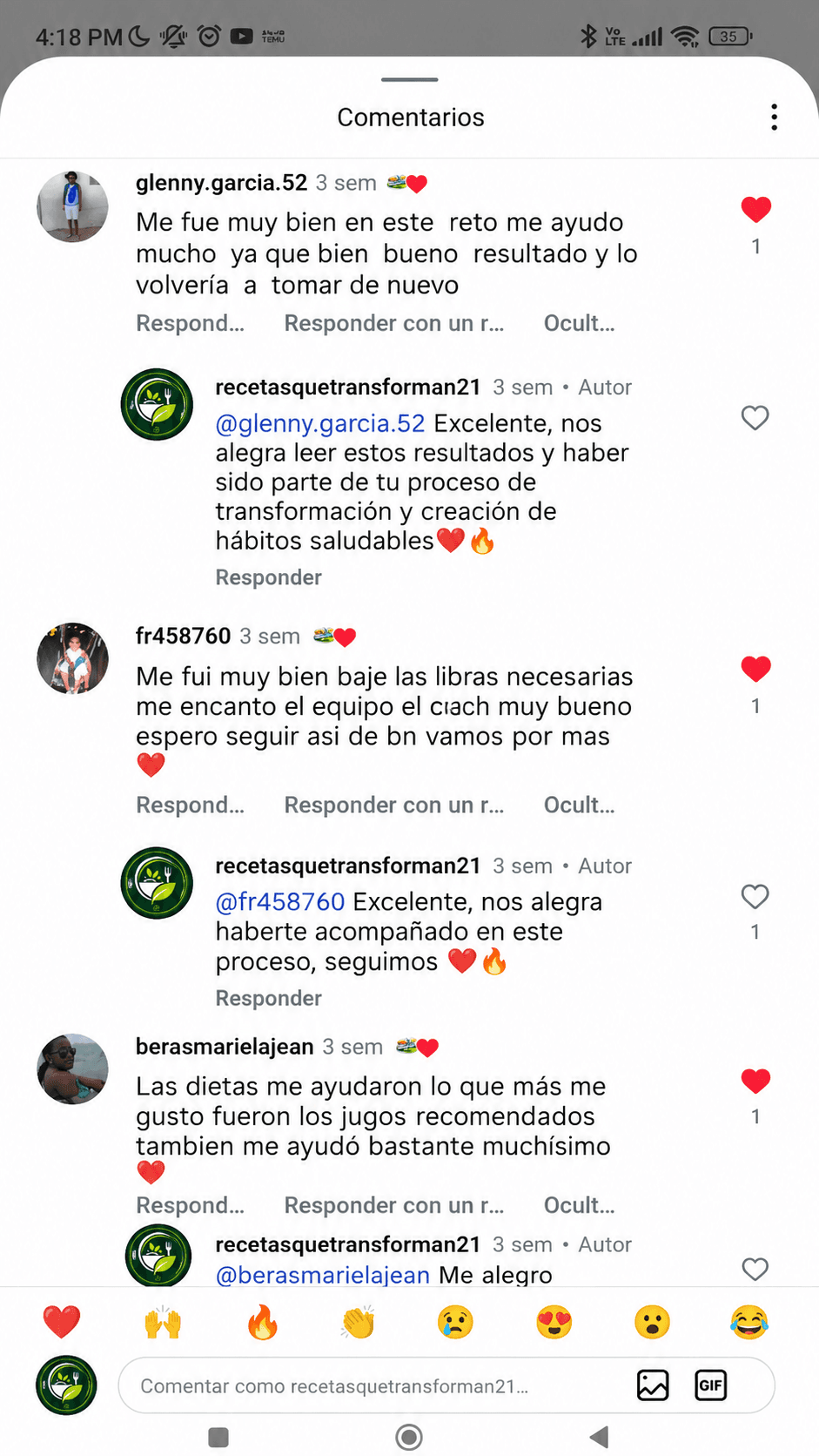 Comentario real de Instagram 1