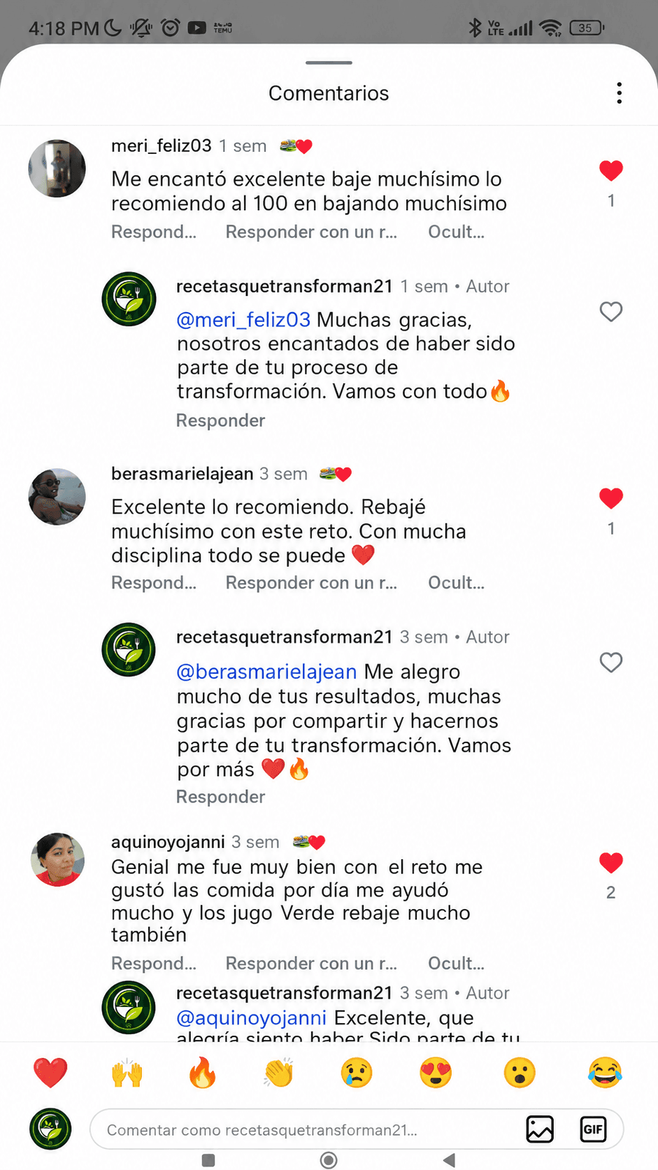 Comentario real de Instagram 4