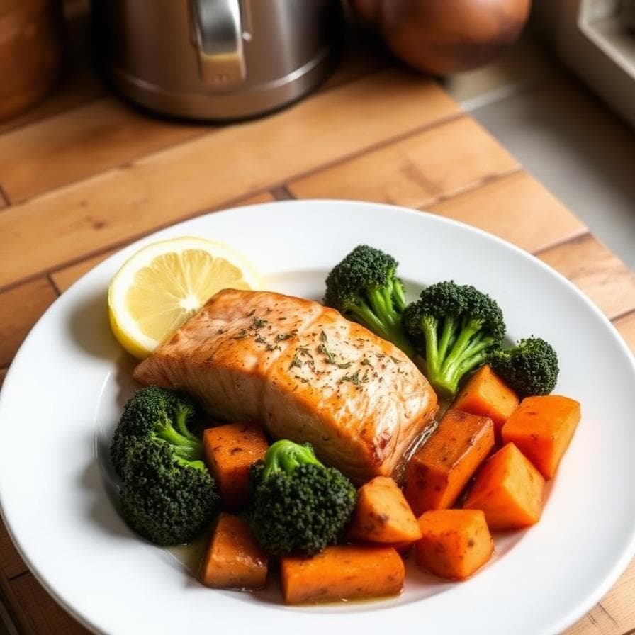 Salmón al horno con vegetales