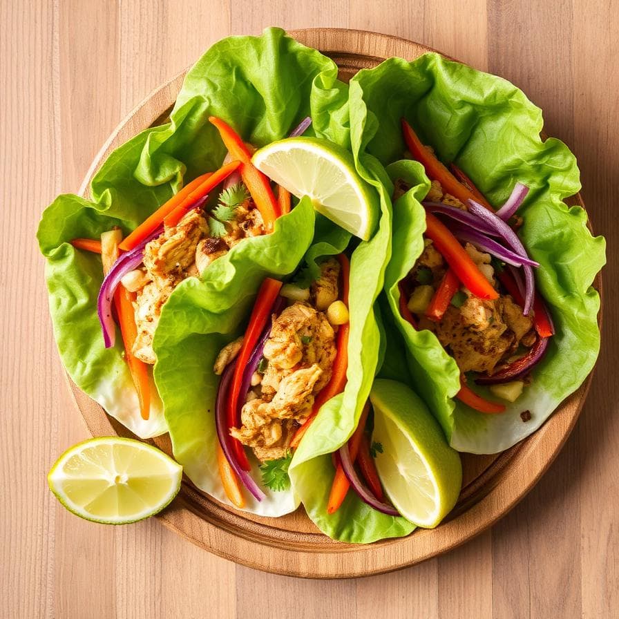 Tacos de lechuga con pollo